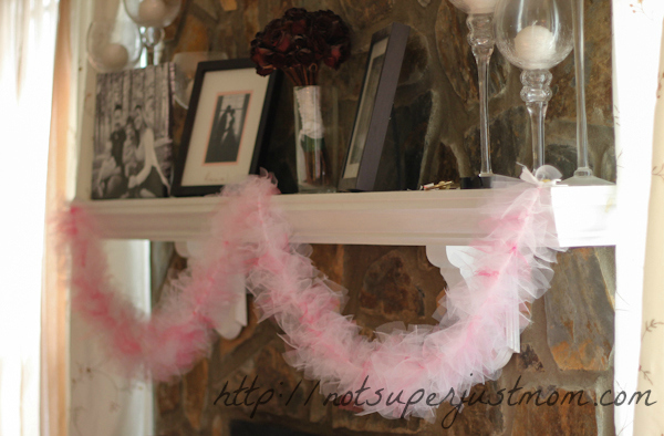 Pretty Pink Party, tulle garland, Not Super Just Mom